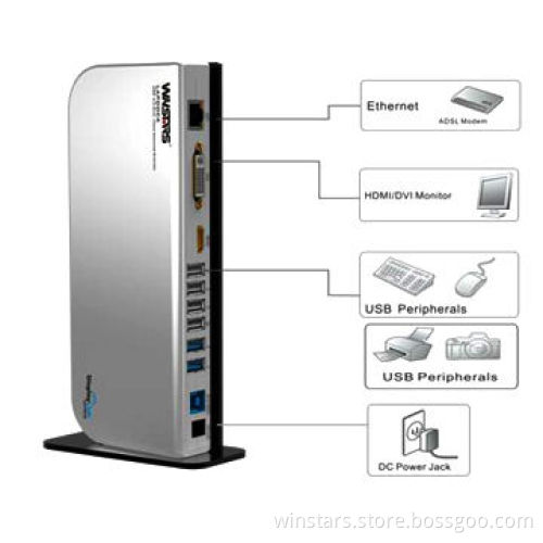 USB3.0 Multi-task Universal Laptop Docking Station with Plug-and-play Function, USB Hub